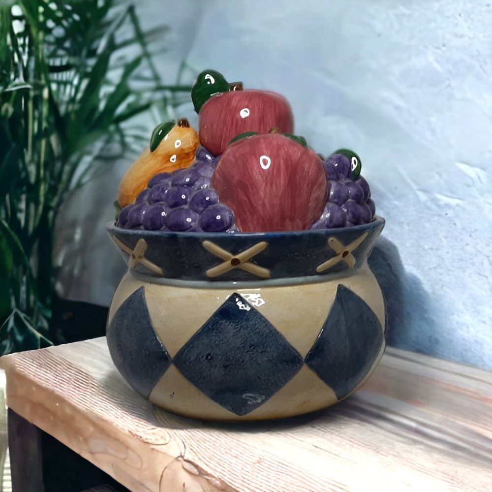 Karen Comerford Fruit Bowl Cookie Jar  Large Trinket Box Size 10" x 10"
